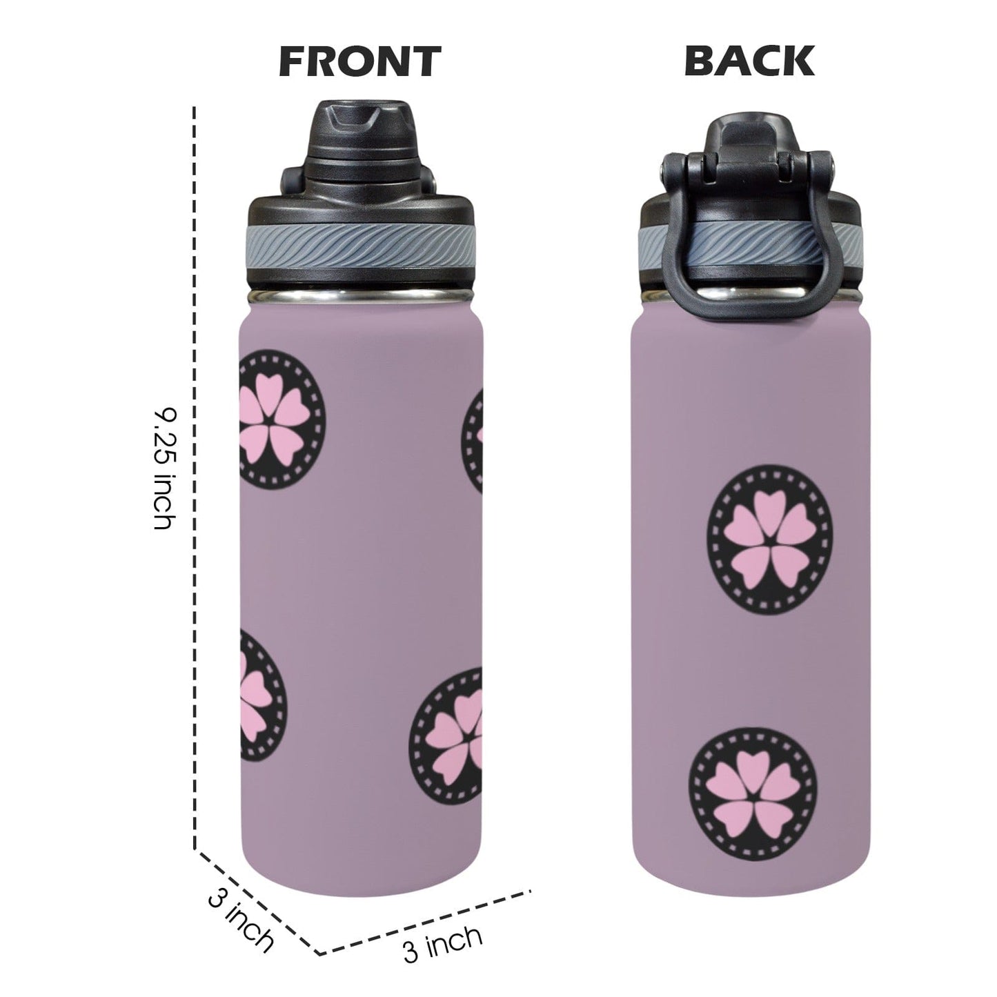 FFJM Insulated Water Bottle with Dual-Use Lid (18oz)