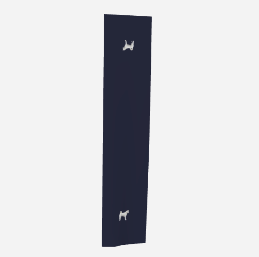 Foulard de soie charmeuse long - écharpe - Bleu Marine Chien Japonais Kishu 16x72 - 183cmx41cm