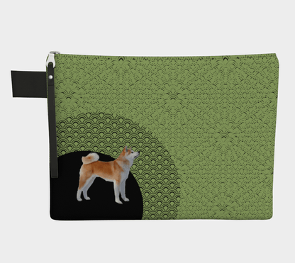 Pochette fourre-tout - Akita Inu Chien japonais - Vert et noir