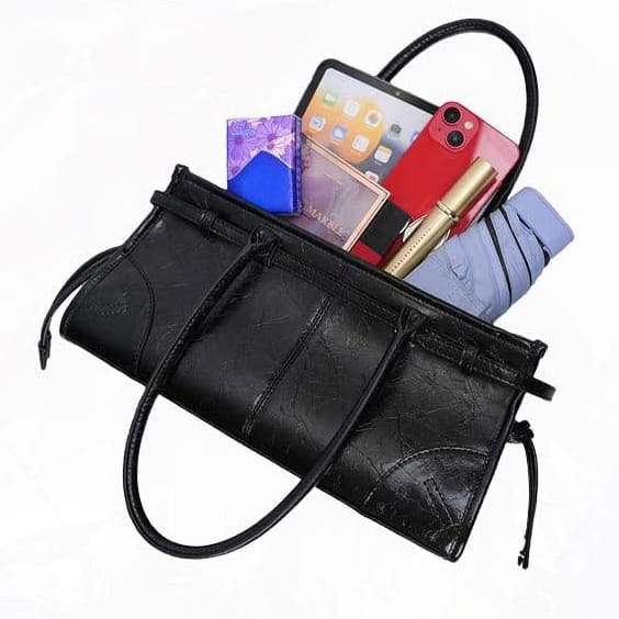 Sac à main allongé en cuir souple végan - long 5 couleurs noir, beige, rouge brun, gris - Tokyo Style