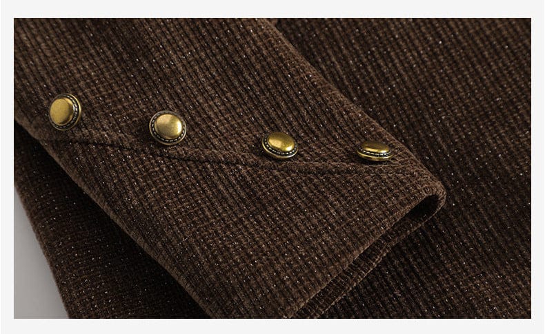 Tailleur en corduroy pour femme, jacket et pantalon - Marunouchi - noir, rouge, café