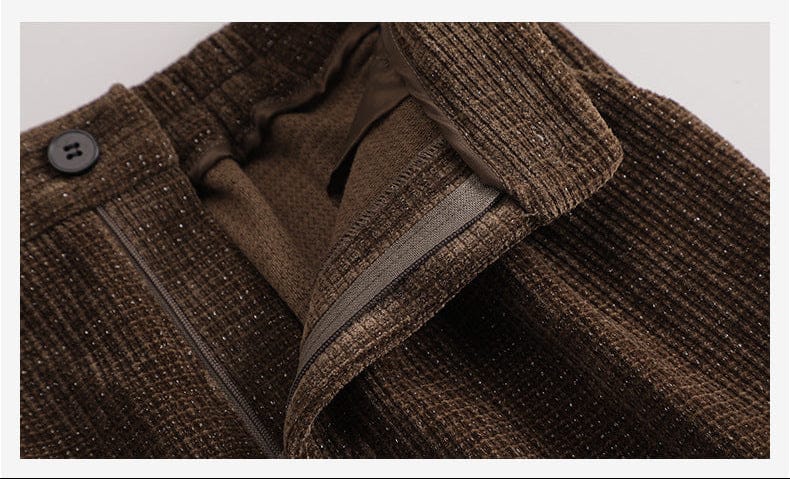 Tailleur en corduroy pour femme, jacket et pantalon - Marunouchi - noir, rouge, café