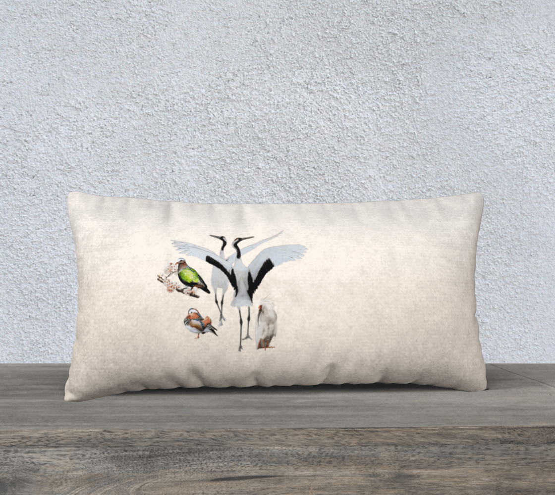 Cushion Cover - oiseaux du Japon 24x12