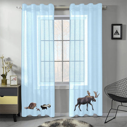 Gauze Curtains Animaux du Quebec - Set of 2 - 28x84