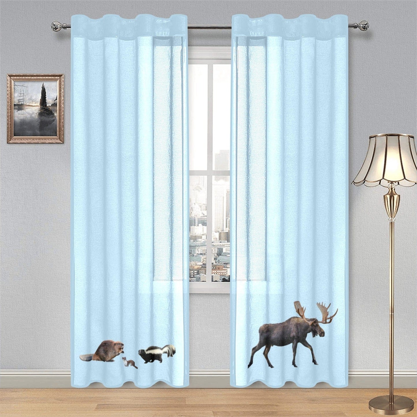 Gauze Curtains Animaux du Quebec - Set of 2 - 28x84