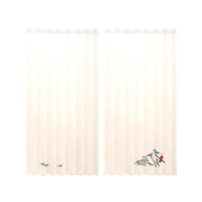 Gauze Curtains Oiseaux du Quebec - Set of 2 - 28x84