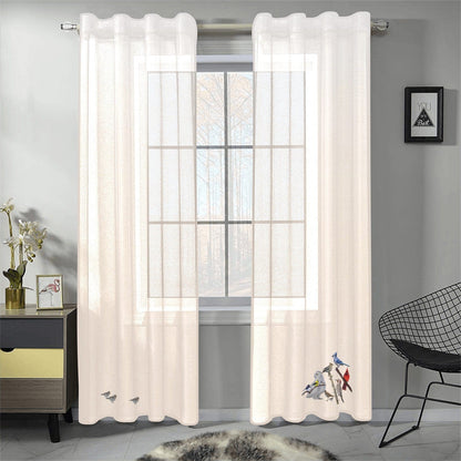 Gauze Curtains Oiseaux du Quebec - Set of 2 - 28x84