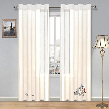 Gauze Curtains Oiseaux du Quebec - Set of 2 - 28x84