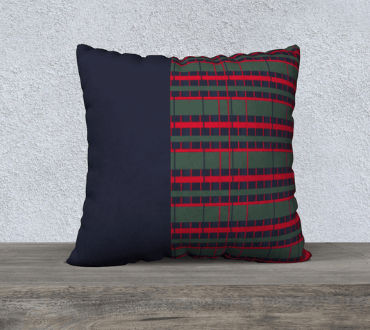 Accent Cushion 22x22 Tartan - Navy Blue and Green