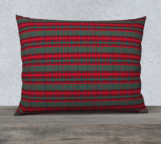 Accent Cushion 26x20 Tartan - Navy Blue and Red