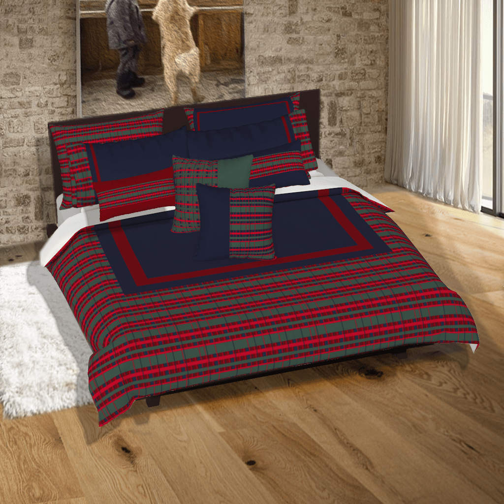 Accent Cushion 26x20 Tartan - Navy Blue and Red