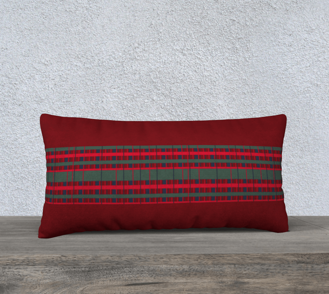 the wheaten store Accent Lumbar Cushion Cover 24x12 Tartan - Red and Navy Blue