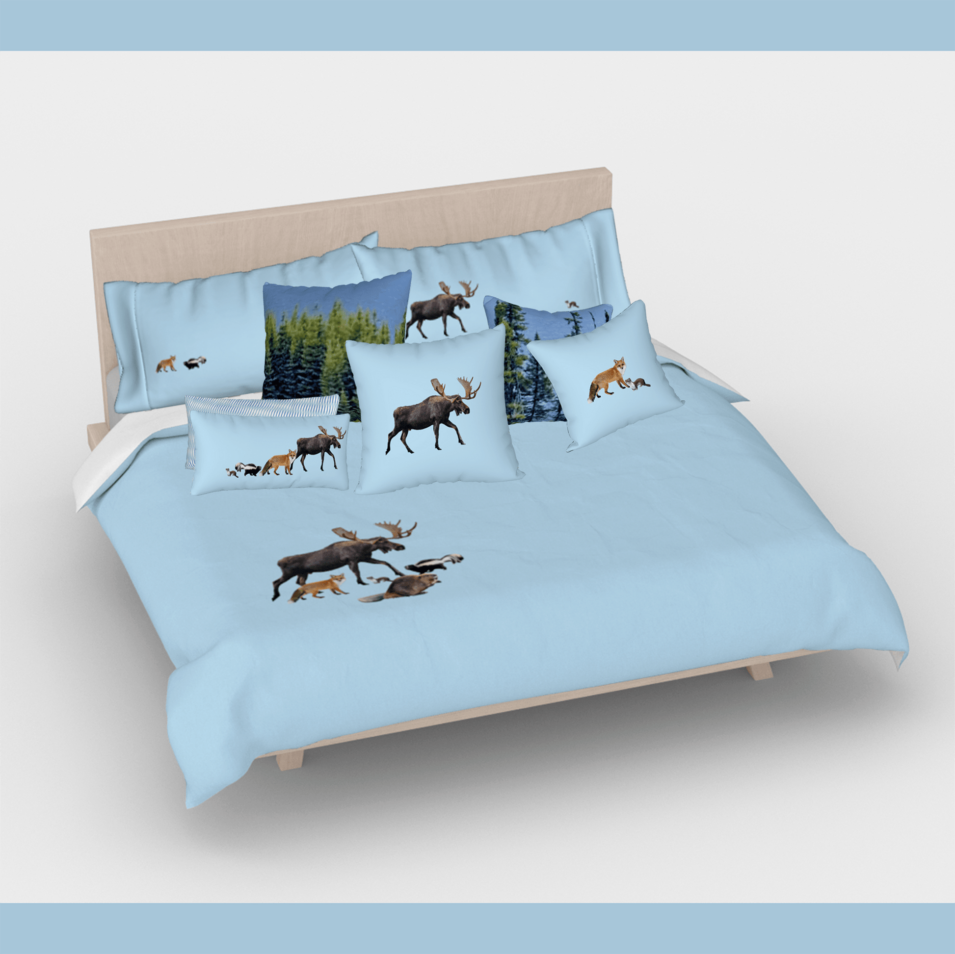 Animaux du Quebec - 18x18 Accent Cushion Cover - Renard et Belette Pygmee- the wheaten store