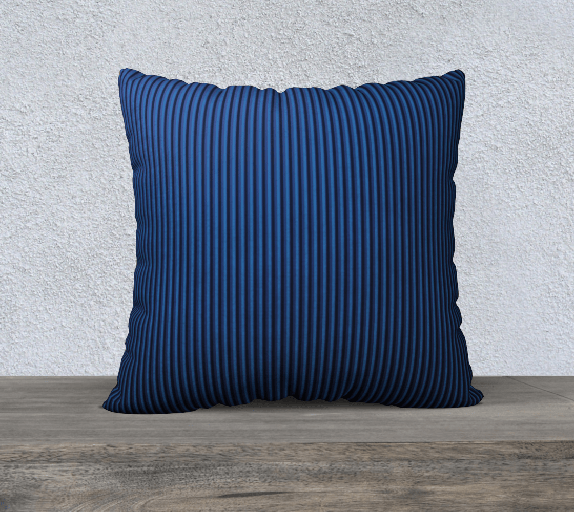 Ocean Blue Square Cushion Cover - Blue and Green Stripes - 22"