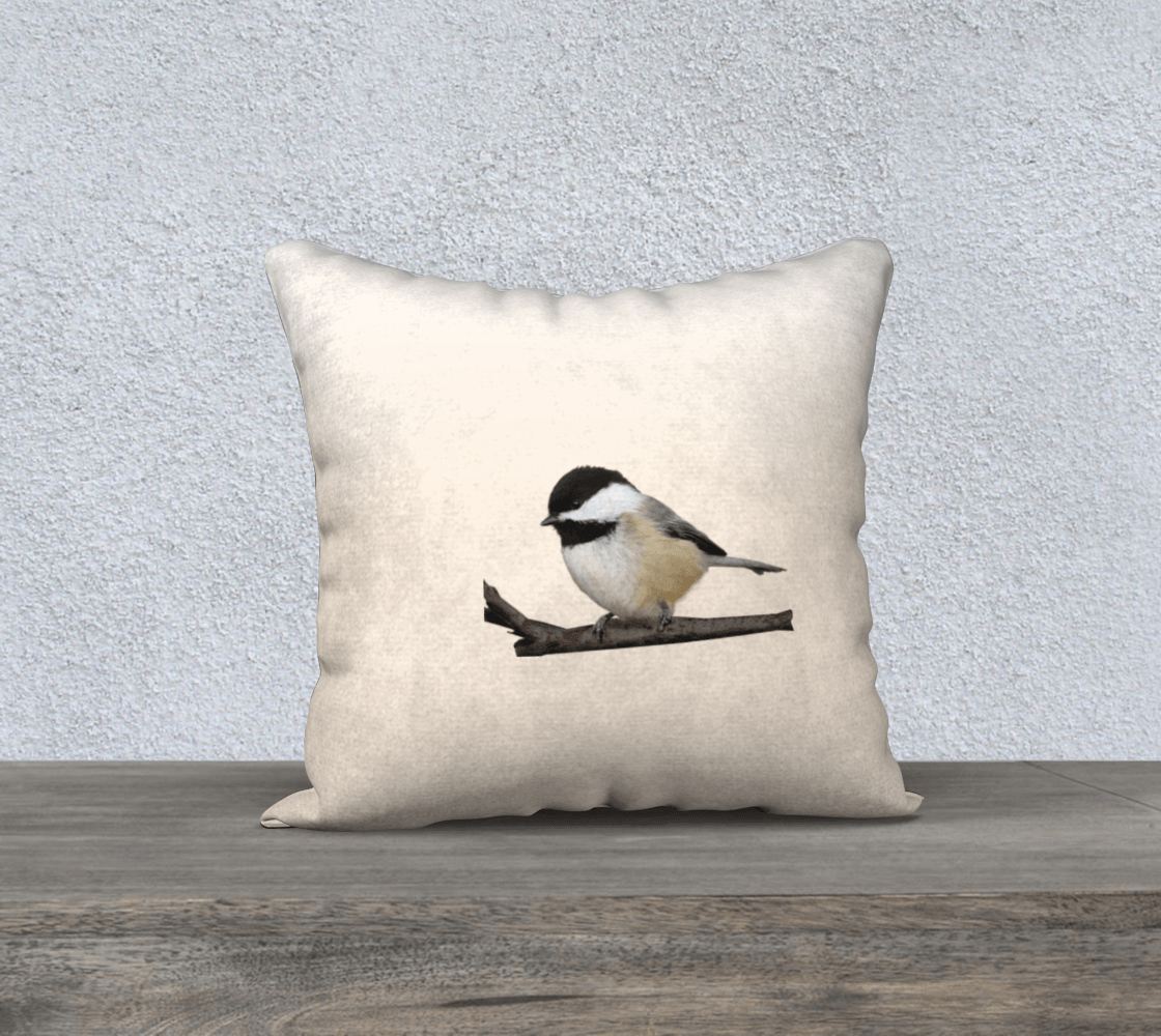 the wheaten store Oiseaux du Quebec - 18 Square Cushion Cover- Chick-dee