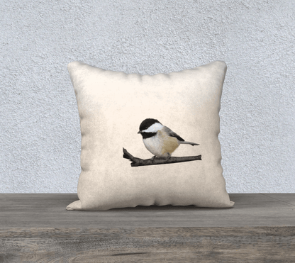 the wheaten store Oiseaux du Quebec - 18 Square Cushion Cover- Chick-dee