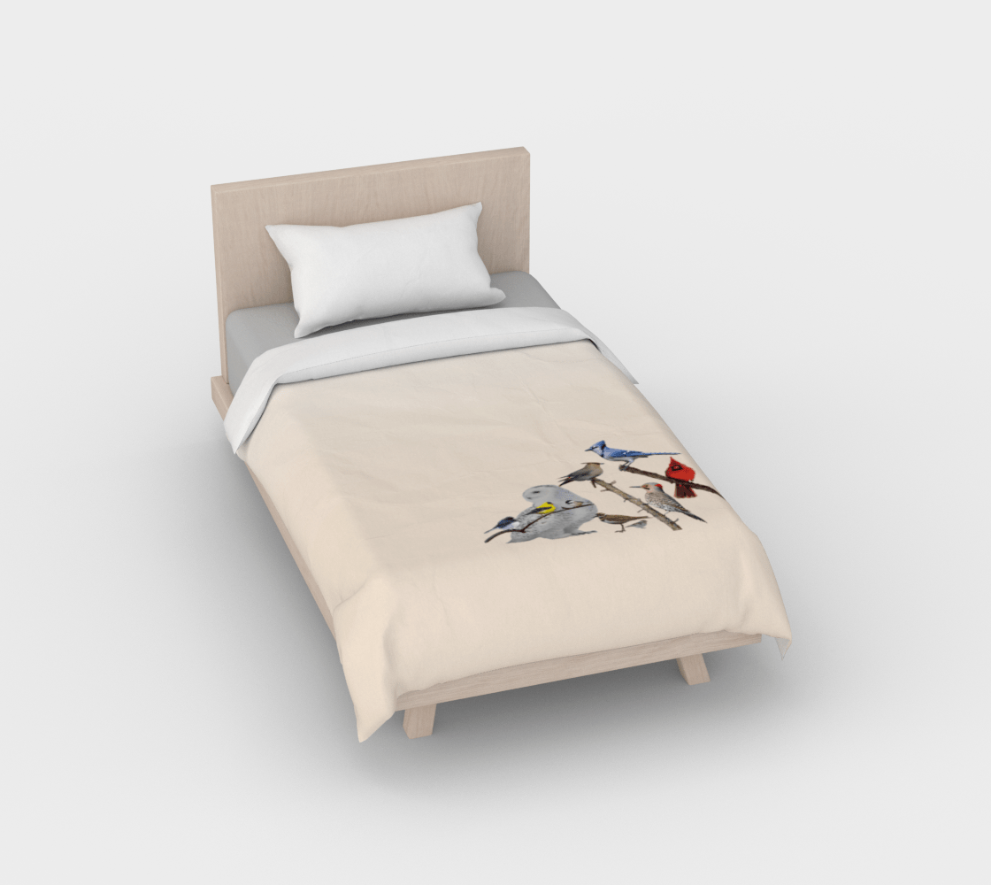 the wheaten store Oiseaux du Quebec - Duvet Cover - Beige