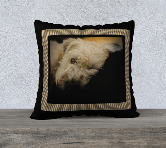 Sleepy Wheaten Cushion Cover - Black & Gold 🇨🇦 - The Wheaten Store