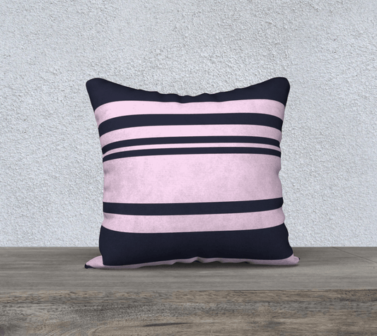 Square Accent Cushion - Marine blue and pink