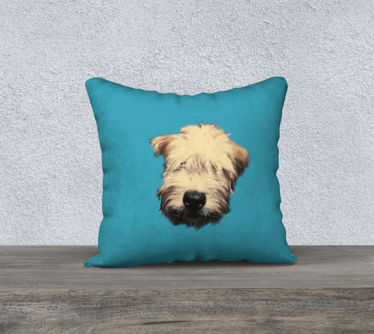 Wheaten Puppy Pillow Case - Aqua 🇨🇦 - The Wheaten Store